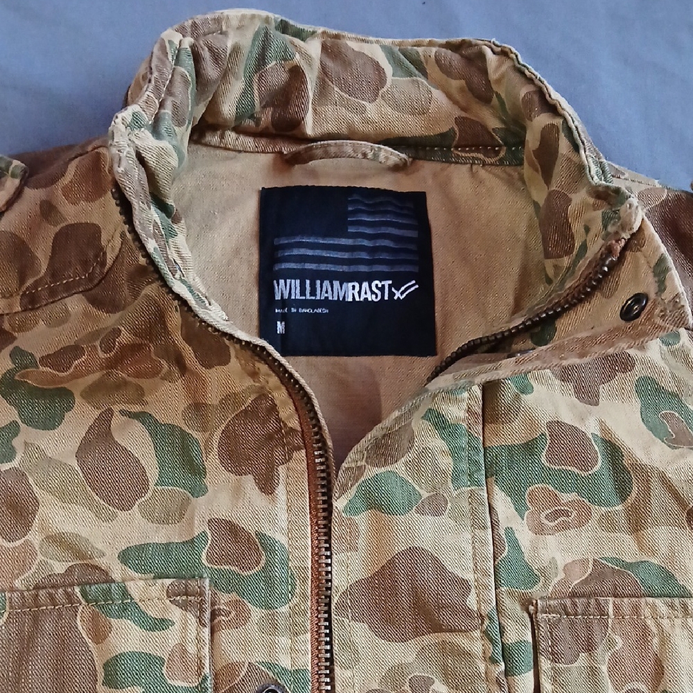 William Rast Green and Brown Camouflage Field Jacket
